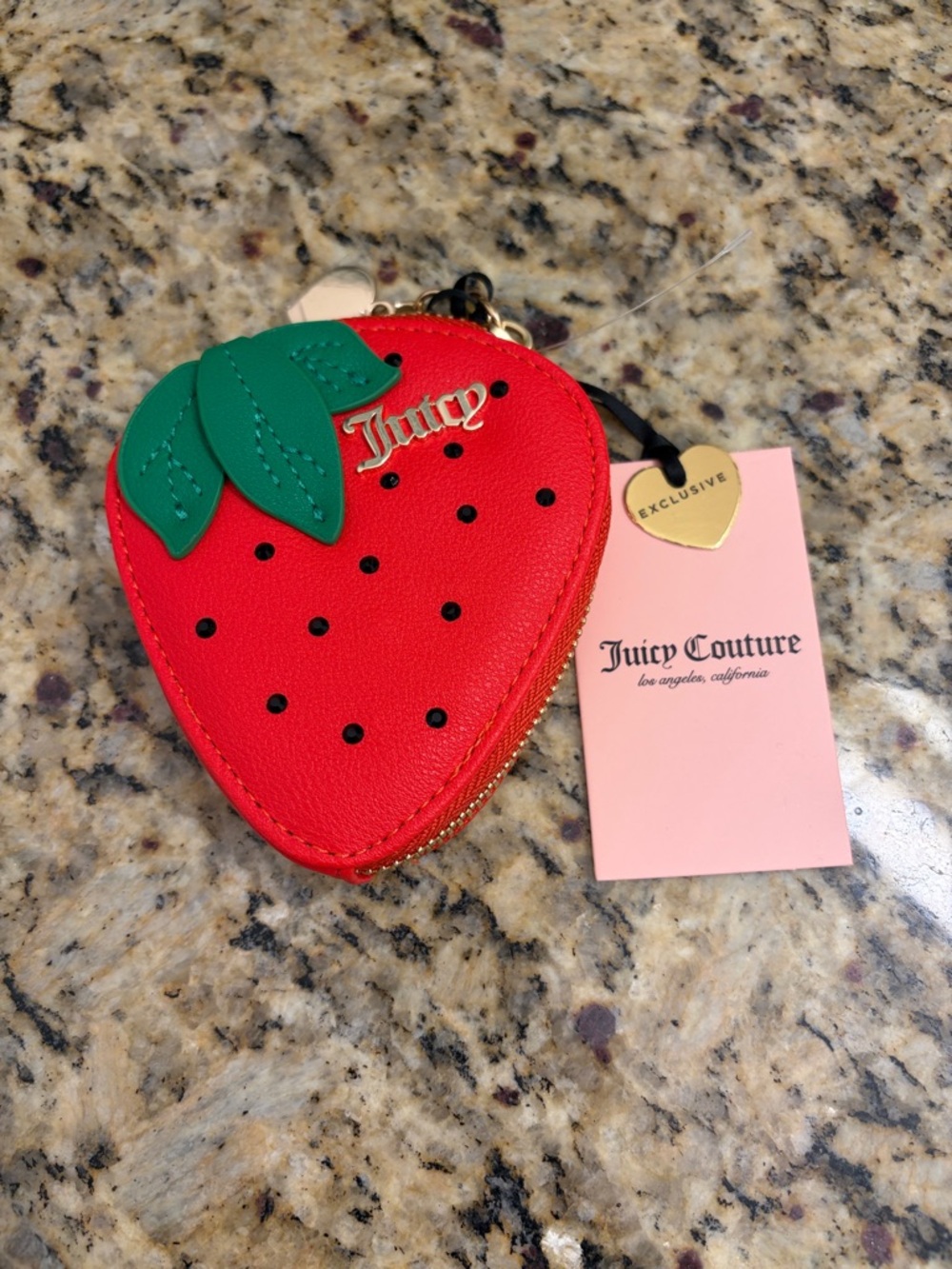 Juicy Couture Red Strawberry Coin Pouch with Green Leaves brand new
